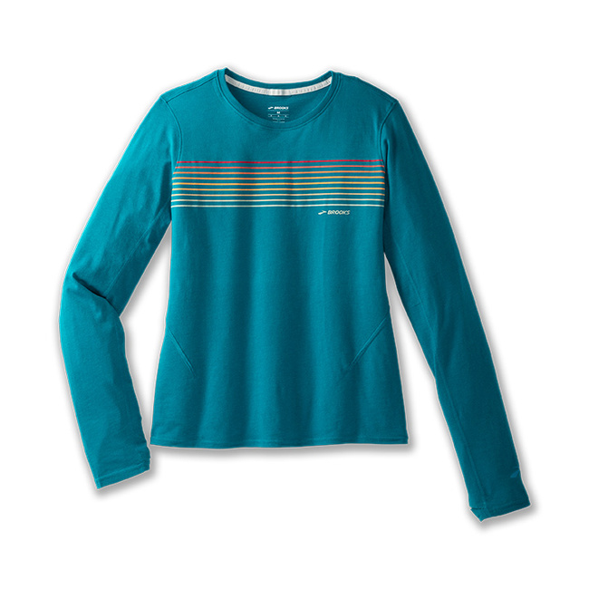 Distance Long Sleeve 2.0 damska koszulka do biegania z długimi rękawami niebieska  - Brooks-running