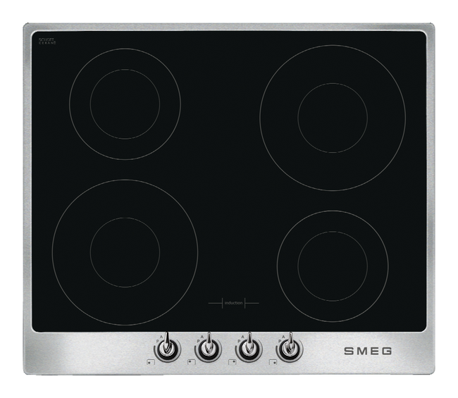 Smeg - Płyta indukcyjna, 60 cm, Victoria, Inox Victoria Si964Xm Ramka ze stali nierdzewnej + czarne szkło (chromowane pokrętła)