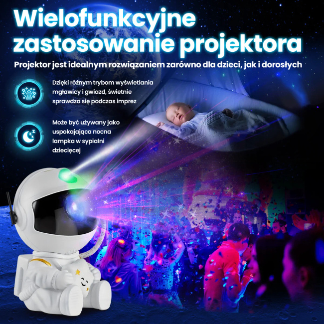 Extralink Home Projektor Gwiazd Mini | Lampka Nocna, Rzutnik | Dla Dzieci, Astronauta