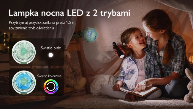 Momcozy Pf01 Portable Stroller Fan | Wiatraczek do wózka | Przenośny, zielony
