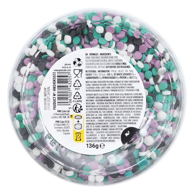 Posypka cukrowa PME Potworna Magia 136 g, zielono-fioletowa