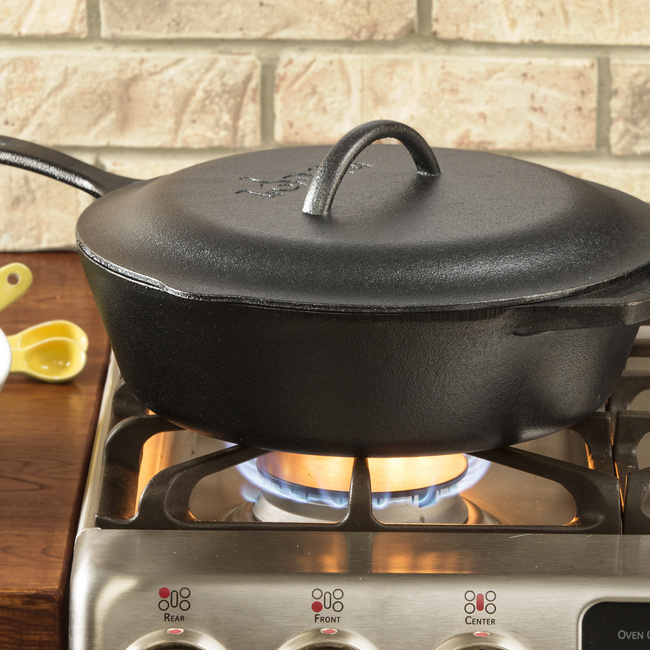 Patelnia żeliwna głęboka z pokrywą 30 cm - Lodge