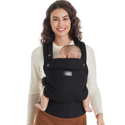 Nosidełko ergonomiczne Momcozy Pure Hug z bawełny, czarne, od 3,2 do 20 kg