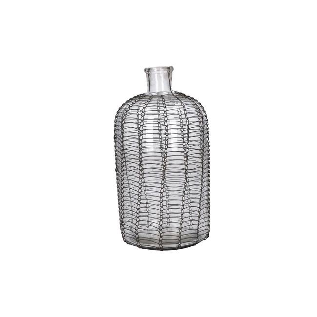 Wazon szklany z metalowym oplotem Rituali Domestici Sgabbiami S, 13 x 26 cm