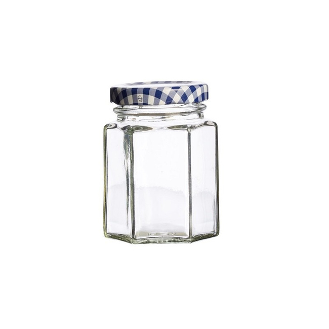 Słoik sześciokątny Kilner Made In England 110 ml z pokrywką w kratkę