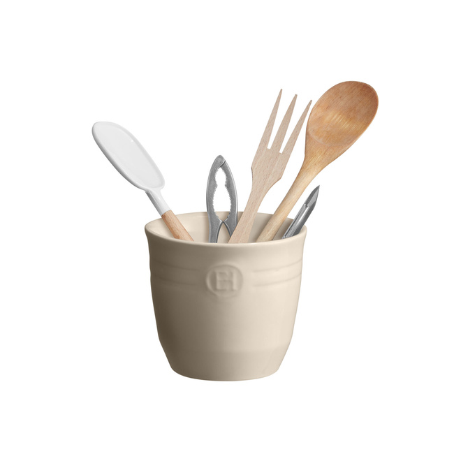 Pojemnik na przybory kuchenne Emile Henry 11,5 cm, kremowy, ceramiczny