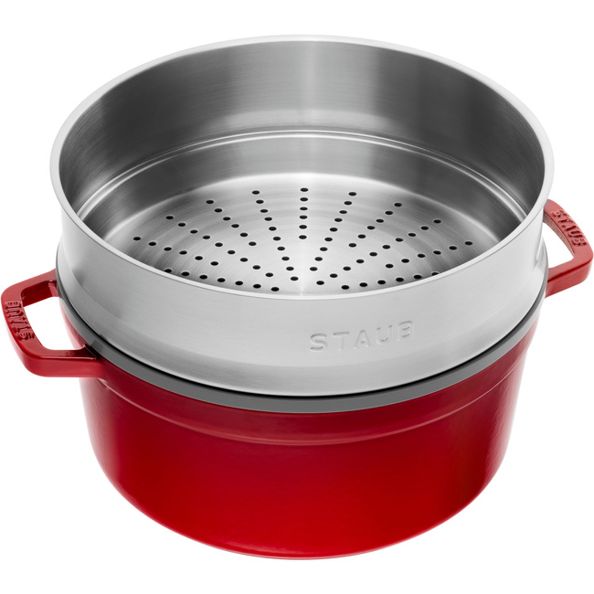 Garnek żeliwny okrągły z wkładem 3.8 ltr czerwony - Staub