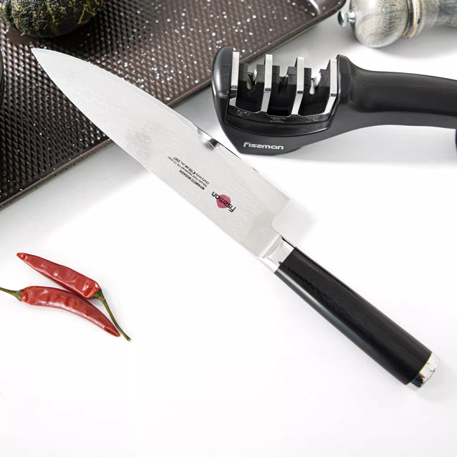Nóż szefa kuchni Fissman Kensei Musashi 20 cm, stal damasceńska VG-10, 67 warstw