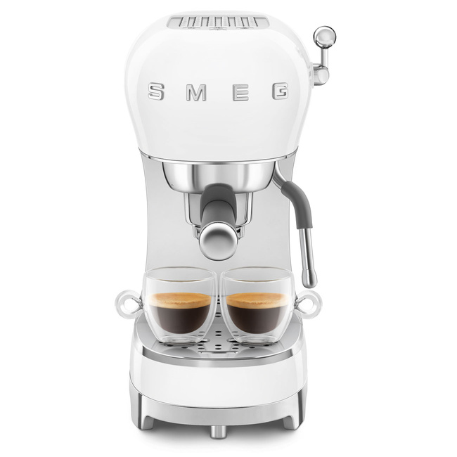 Smeg - Ekspres Do Kawy, Kolbowy 50's Style Ecf02Wheu Biały.