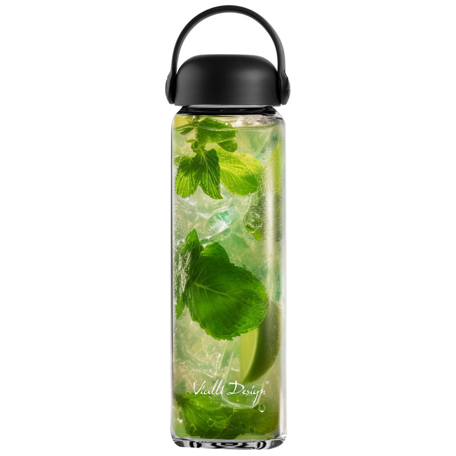 Szklana butelka na wodę Fuori 540 ml czarna 30237 - Vialli Design