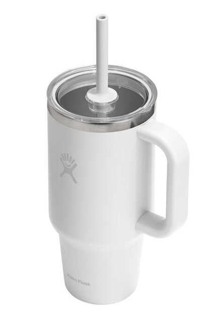 Biały kubek termiczny Hydro Flask 32 oz Travel Tumbler z uchwytem i słomką