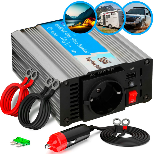 Przetwornica napięcia Extralink OPIM-300W, 12 V na 230 V, modyfikowany sinus