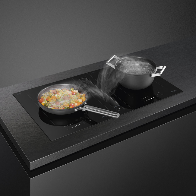 Smeg - Okap wyspowy Universal KDH12WLD Czarne szkło + Stal nierdzewna.