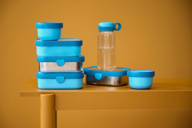Lunchbox stalowy Mepal Campus Cool Blue, 750 ml, wkład bento z widelczykiem