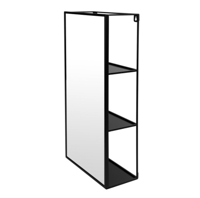 Lustro z półkami czarne Cubiko - Umbra