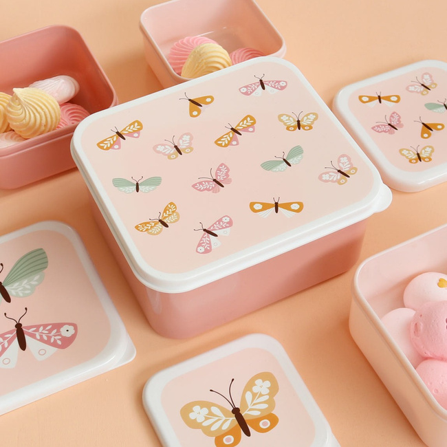 Lunchbox dla dzieci Butterflies - zestaw 4 szt - A Little Lovely Company