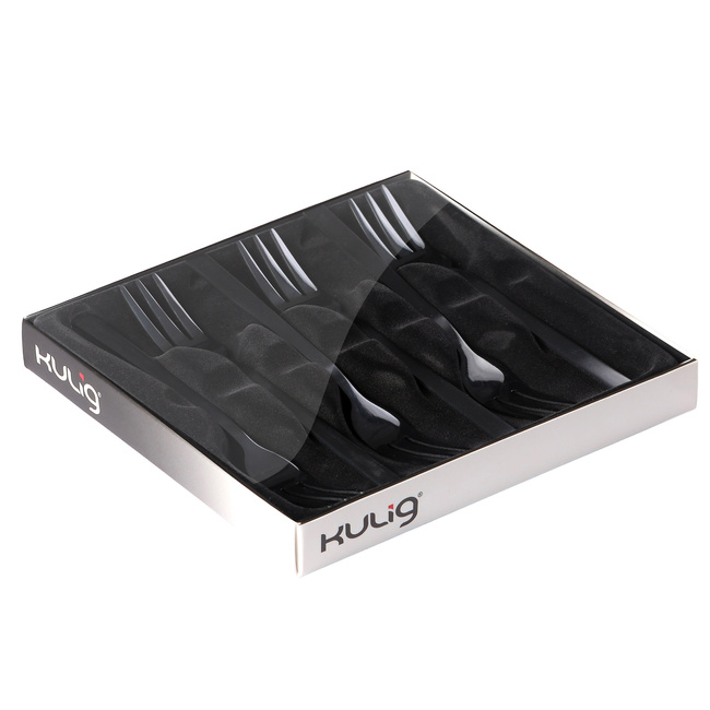 Komplet widelczyków do ciasta Piano black w pudełku - Kulig