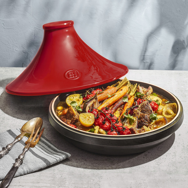 Tagine Delight Indukcja 33cm 4L - Czerwono-Czarny - Emile Henry