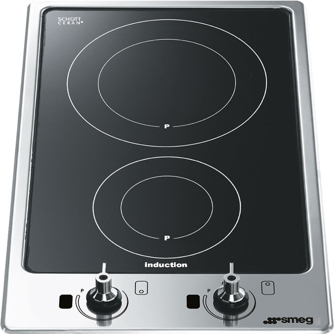 Smeg - Płyta kuchenna Classica Pgf32i-1 Stal nierdzewna + czarne szkło (chromowane pokrętła).
