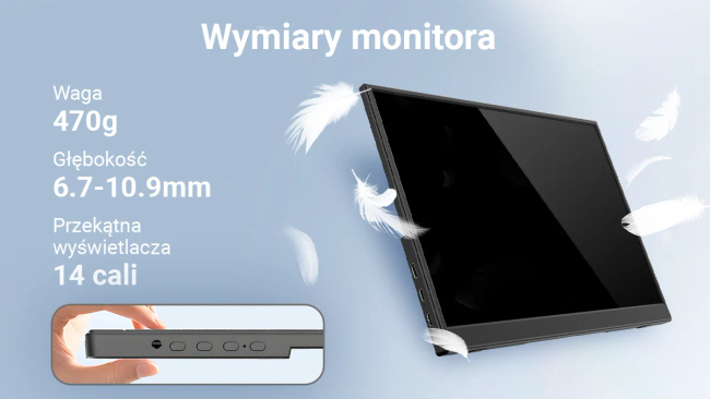 Extralink Smart Life S15 14" | Przenośny monitor do laptopów, telefonów i konsol | Usb-C/micro-Hdmi