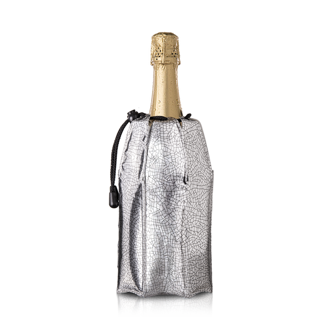 Zestaw 2 rękawów chłodzących Vacu Vin Active Cooler do wina i szampana, srebrne