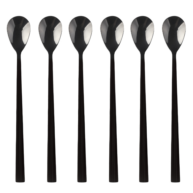 Łyżeczki koktajlowe Kulig Piano Black, 6 sztuk w pudełku, czarny mat