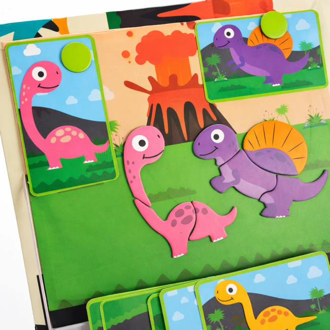 EXTRALINK Kids Układanka Magnetyczna 64 el Dinozaury Książka Puzzle dla Dzieci