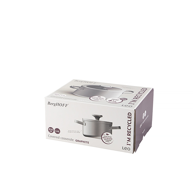 Garnek z pokrywką graphite, stal nierdzewna z recykling 20 cm, 3,4 l - Berghoff