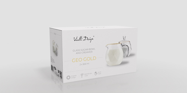 Cukierniczki i mleczniki 300 ml ze złotym rantem Geo Gold - Vialli Design