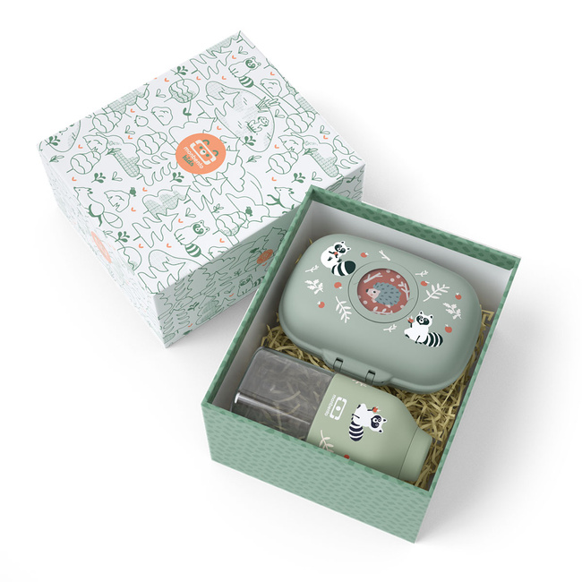 Monbento Lunchbox i Butelka dla Dzieci Gram Green Raccoon
