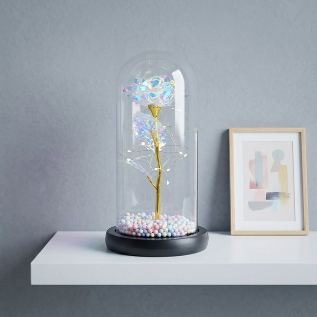 Extralink Home | Wieczna róża w szkle | świecąca LED biała