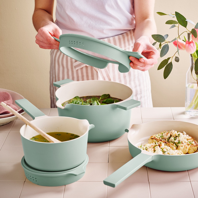 Zestaw garnków Brabantia Compact, 5 elementów, Jade Green, na indukcję