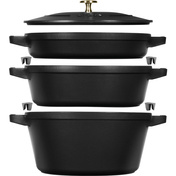 Zestaw 3 naczyń + pokrywka 24 cm czarny - Staub