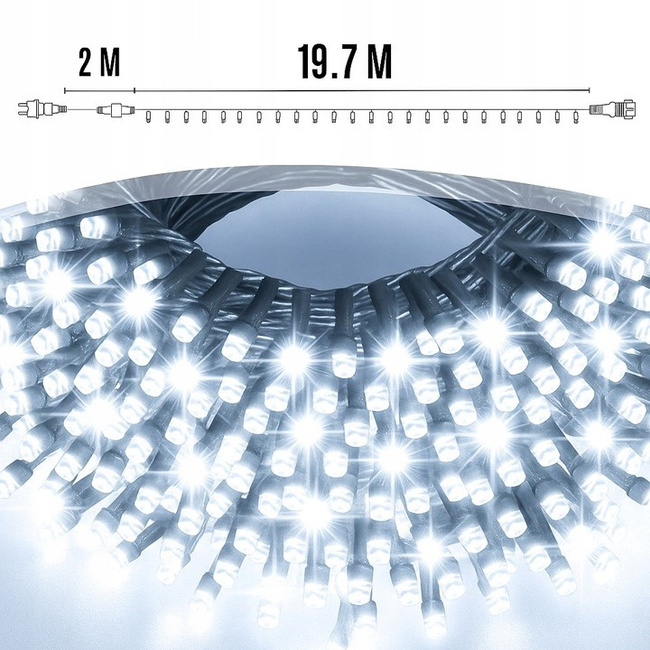 Extralink Lampki choinkowe 21,7m 300 LED białe zimne zewnętrzne wewnętrzne świąteczne