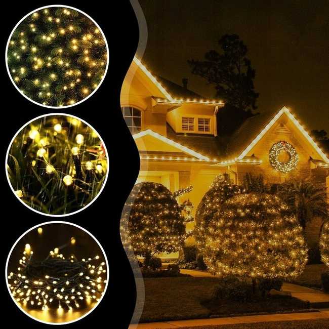 EXTRALINK Lampki choinkowe 35m 500 LED ciepłe białe świąteczne do wnętrz i na zewnątrz