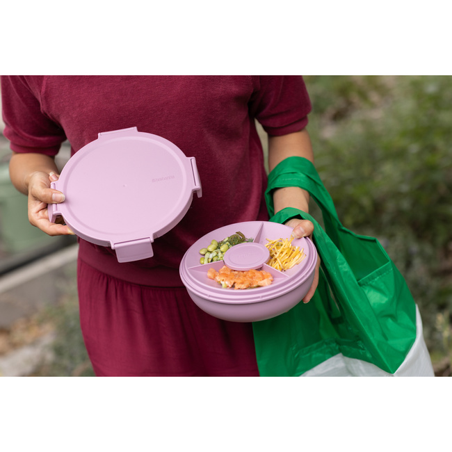 Miska na sałatkę Brabantia Make & Take 1,3 l z pojemnikiem na dressing, Lilac Pink