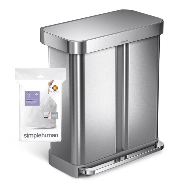 Worki na śmieci Simplehuman Custom Fit kod H, 30 do 35 l, 60 szt., białe