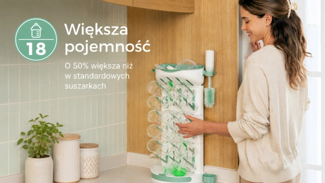 Suszarka do butelek Momcozy DK01 na 18 butelek z regulowanymi kołkami
