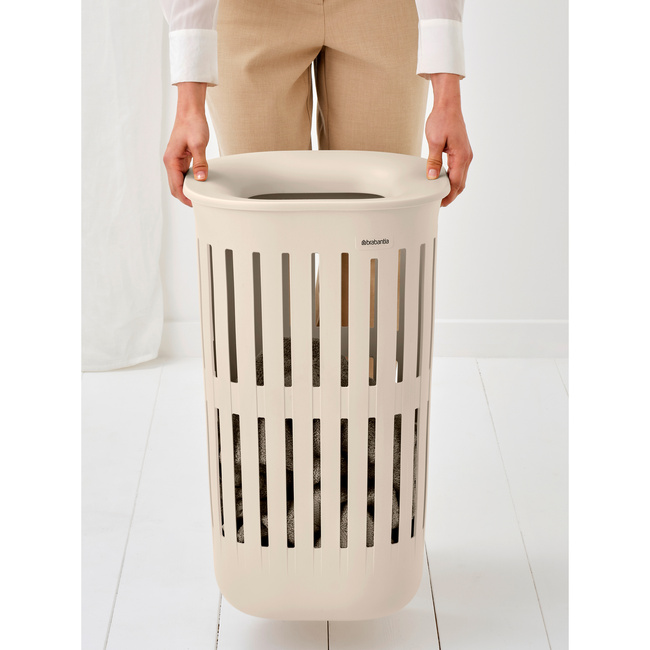 Kosz na pranie Brabantia Collect-It 55 l z pokrywą Quick-Drop, Soft Beige