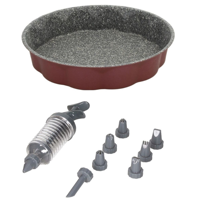 Okrągła blacha bordowa 26cm i zestaw do dekoracji - Tognana