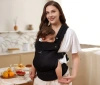 Nosidełko ergonomiczne Momcozy Pure Hug z bawełny, czarne, od 3,2 do 20 kg