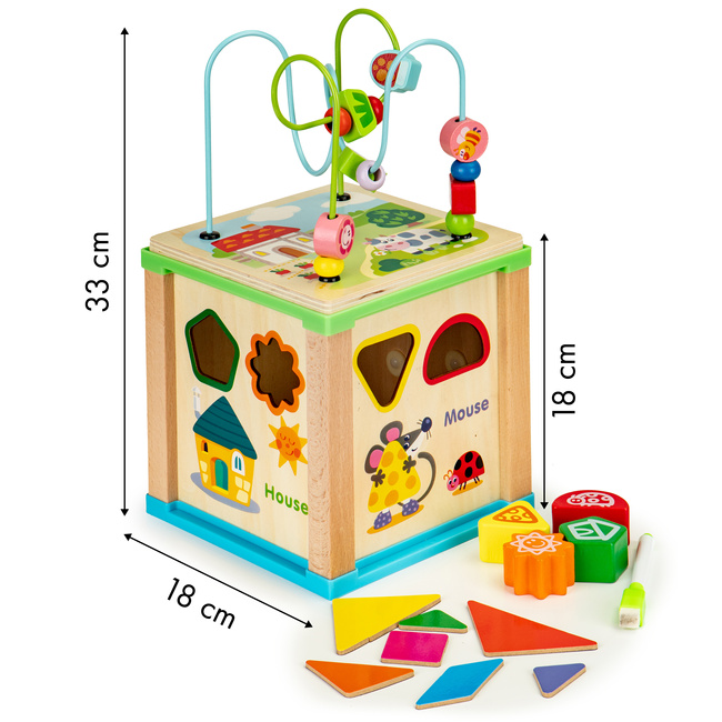 Drewniana kostka edukacyjna, tablica sorter mula Ecotoys