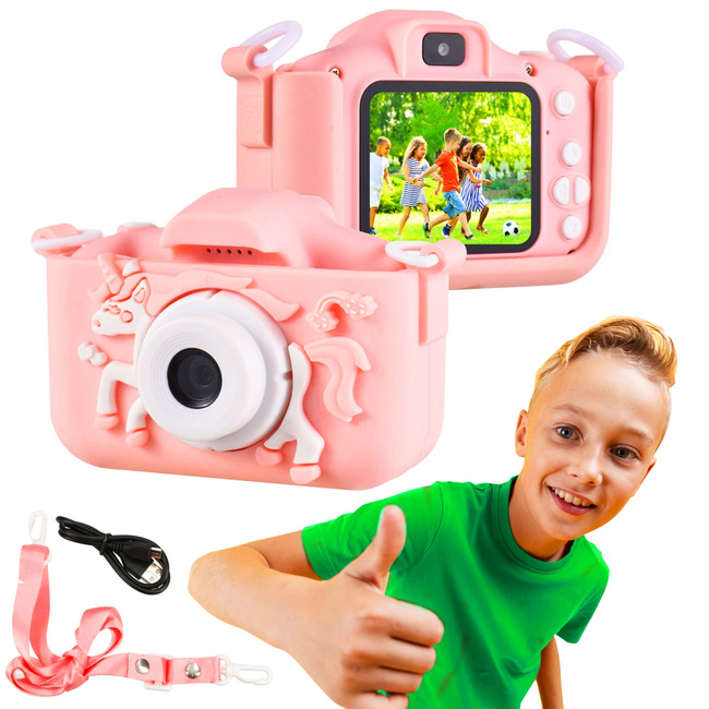 EXTRALINK Kids Camera H29 Aparat Cyfrowy dla Dzieci Różowy 1080P 30fps Wyświetlacz 2.0"