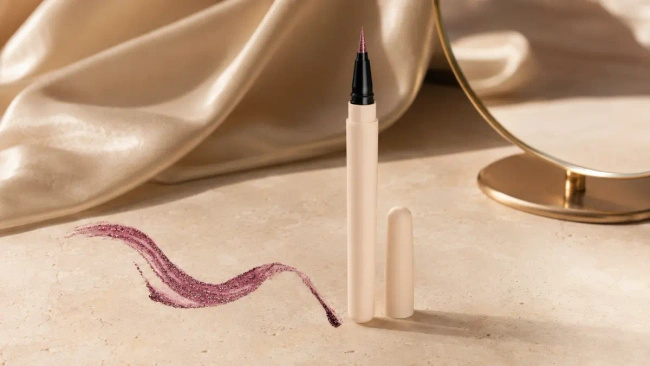 Eyeliner w płynie Lovro Shimmer Eyeliner 02 Wine, kolor wina z drobinkami