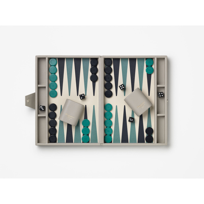 Gra planszowa Backgammon Reverra, szaro-zielona - Printworks