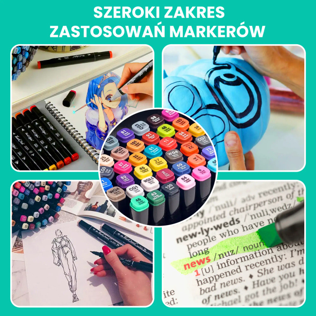 Markery alkoholowe Extralink, duży zestaw 120 sztuk, dwustronne