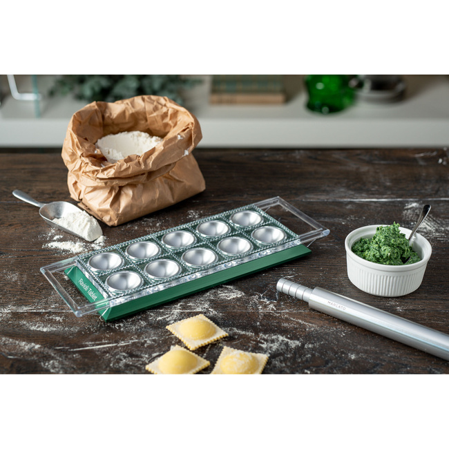 Forma do ravioli w kwadratach 5 x 5 cm x 10 szt, Zielona Design Line - Marcato
