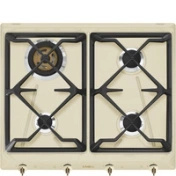Smeg - Płyta gazowa, 60 cm, Coloniale Coloniale Srv864Pogh Kremowy (pokrętła w kolorze mosiężnym)