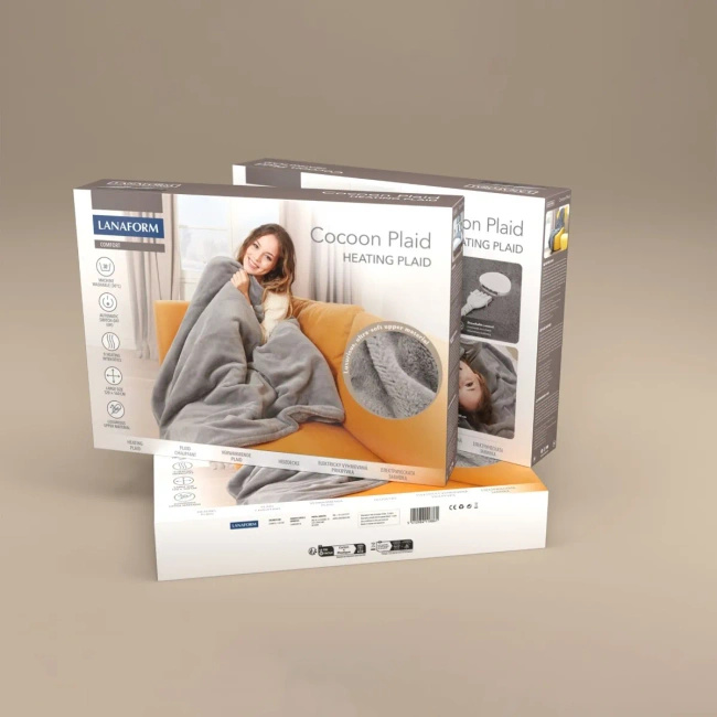 Koc elektryczny grzewczy XL 160x120 Cocoon Plaid 160W | Miękki koc podgrzewany z timerem szary