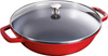 Wok żeliwny z pokrywką 30 cm, czerwony - Staub
